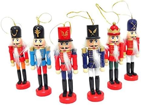 Fancyes 3X6 adet 12.5 cm Fındıkkıran Kukla Noel Süsler Masaüstü Dekorasyon Karikatürler Çizim Ceviz Askerler Band Bebekler Fındıkkıran