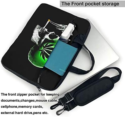 zsst Dizüstü bilgisayar için laptop kol çantası Koruyucu Kılıf Kapak ile Cep Yeşil Esrar Yaprak Ot Sigara Kafatası Taşıma Koruyucu