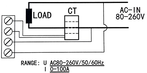 AC 80-260 V 100A LCD ekran Dijital Akım Gerilim Güç Enerji Multimetre Ampermetre Voltmetre Akım Trafosu ile CT (AC 0-20A (Dahili