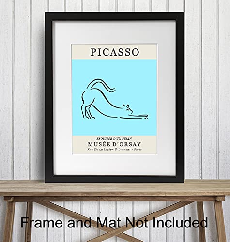 Pablo Picasso Duvar Sanatı-Picasso Poster-Kedi Ev Dekor - Tiffany Mavi Kedi Duvar Sanatı - Pablo Picasso Poster - Pablo Picasso