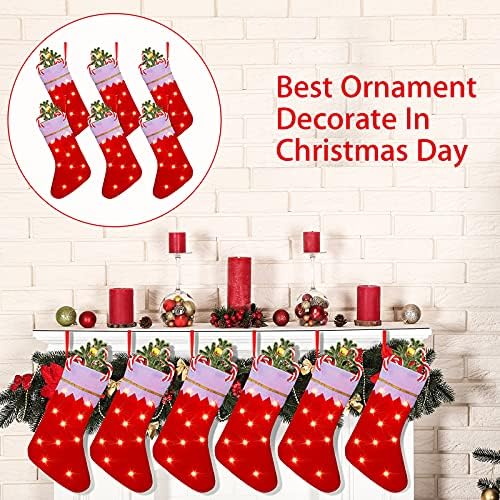 6 Parça Noel Çorap LED ışıkları ile 14 inç Noel Kişiselleştirilmiş Şömine Stocking noel ağacı asılı çorap dokunmamış kumaşlar