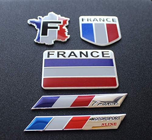 5 adet Fransa Bayrağı Decal Sticker - Amblem Alüminyum Alaşımından yapılmış-Herhangi Bir Araç için Mükemmel, Kamyon, araba, Motosiklet