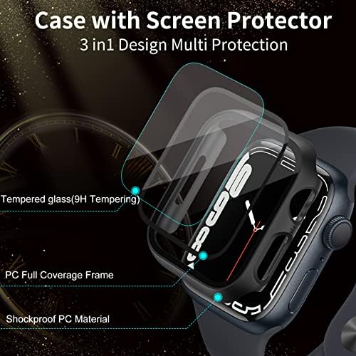 VASG [12 Paket] Sert PC Kasa Apple Watch Serisi 7 41mm ile Uyumlu Dahili 9H Temperli Cam Ekran Koruyucu, Tam Kapaklı Tampon iWatch
