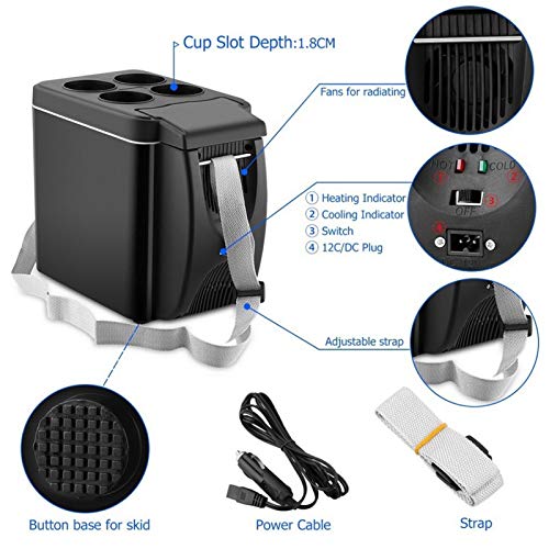 Mini Soğutucu ve ısıtıcı Araba Buzdolabı, 12 V Taşınabilir Icebox Elektrikli Seyahat Buzdolabı, 6L