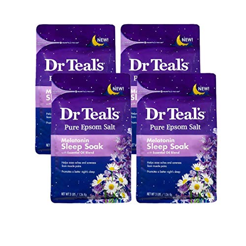 Dr. Teal'in Melatonin Uykusu Uçucu Yağ Karışımı ile Islatın Saf Epsom Tuzu Islatma Çözeltisi 3lbs 4'lü Paket