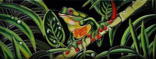 Kırmızı Gözlü Ağaç Kurbağası-Dekoratif Seramik Sanat Karosu-6 x16 En Vogue
