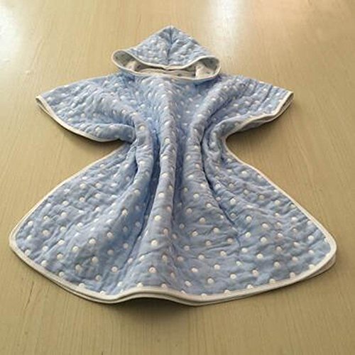 Yumuşak Pamuklu Bebek Kapşonlu banyo havlusu Pelerin Bornoz çocuklar için Nokta Mavi