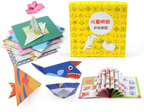 TOYANDONA Çocuklar Origami Kağıt Seti Kare Baskılı Katlanır Kağıt DIY Craft Çocuk Sanat Projeleri için Emniyet Makas ile