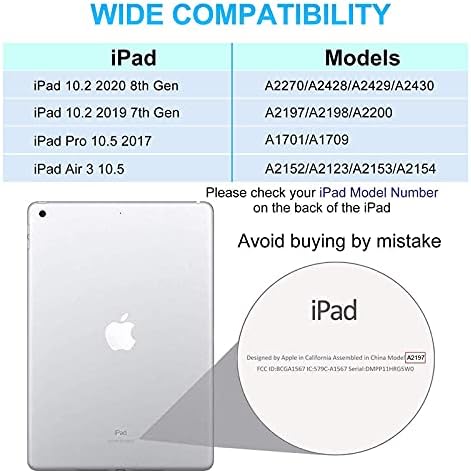 iPad 10.2 için iPad Klavye Kılıfı 9. / 8. / 7. Nesil, iPad Air 3 /iPad Pro 10.5 Klavyeli Kılıf-Çıkarılabilir Bluetooth Klavye,