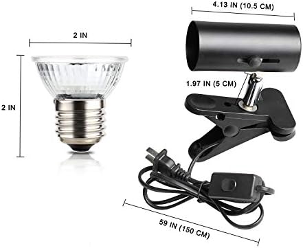 1-Pack Ayarlanabilir Sürüngen Kelepçe ısı lambası fikstür Tutucu ile 1-Pack 50 W Güneş Basking Spot lamba Akvaryum için Uygun,