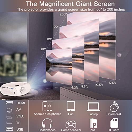 Film Projektörü, iBosı Cheng Mini Ev Sineması Video Projektörü, TV Çubuğu/ HDMI/ iPhone/ Dizüstü Bilgisayar ile Uyumlu Full HD