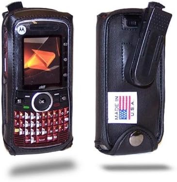 Turtleback Gömme Kılıf Motorola ı465 Debriyaj Telefon Kılıfı Siyah Deri Döner Çıkarılabilir Kemer Klipsi ABD'de yapılan