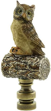 Log Finial kuş lamba gölge Topper abajur vida el boyalı baykuş