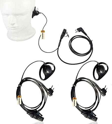 Lsgoodcare 2 Pin Kulaklık ve mikrofon, 3 Adet D Şekli Kulak Kancası Kulaklık Kulaklık PTT Motorola İki Yönlü Radyo için Mic ile