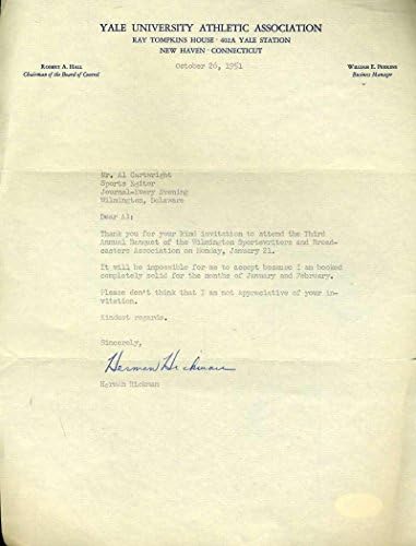 Herman Hickman D. 58 Psa Dna İmza 1951 Mektup Cfb Hof Otantik İmzalı - NFL İmzalı Çeşitli Öğeler