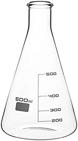 Ölçekli Cam Laboratuvar Şişesi: Şeffaf Konik Şişe 500 ml Düz Dipli Erlenmeyer Şişesi Bilimsel Deney Dar Ağızlı Şişe Laboratuvar