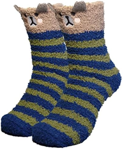 Kabovi 2 Pairs Yenilik Hayvan Bulanık Çorap Terlik Çorap Kurbağa Şerit Ayı Sıcak 3D Çorap Erkekler Boys için