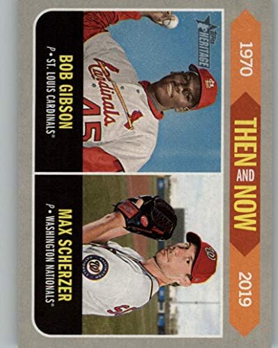 2019 Topps Mirası O Zaman ve Şimdi TN-1 Bob Gibson/Max Scherzer St. Louis Cardinals / Washington Nationals Resmi MLB Beyzbol