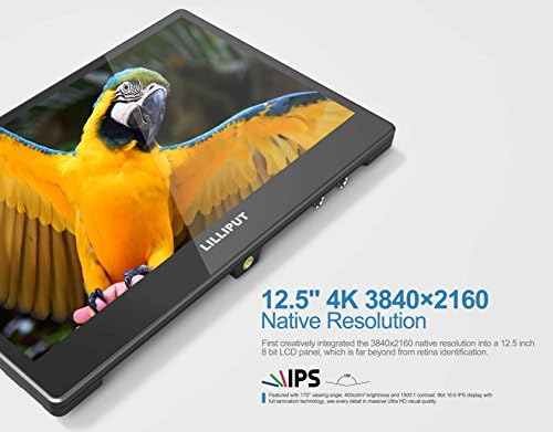 Lilliput A12 12.5 4K Monitör 3840 x 2160, HDMI, Displayport ve SDI bağlantılı, V Montajlı Pil Plakalı