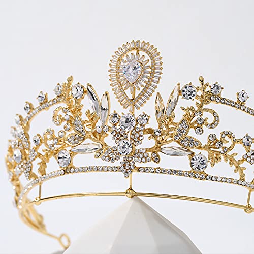 SWEETV Tiaras ve Taçlar için Kadın ve Kız, Altın Düğün Tiara için Gelin, Vintage Prenses Taç, Rhinestone saç Aksesuarları için