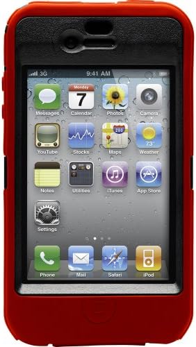 OtterBox Defender iPhone için kılıf 4 (Kırmızı / Siyah, AT&T iPhone için Uygun)