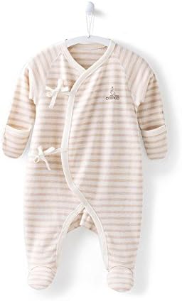 COBROO Unisex Bebek Ayaklı Pijama Uyku ve Oyun için, 100 % Pamuk Bebek Footie Unionsuit ile Dahili Eldivenler 0-3 Ay