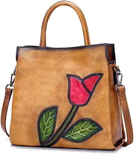 BESLEMEK ÖPÜCÜK Yumuşak Hakiki Deri Satchel Çanta Kadın Çantalar ve Vintage Kabartmalı Çiçek omuzdan askili çanta