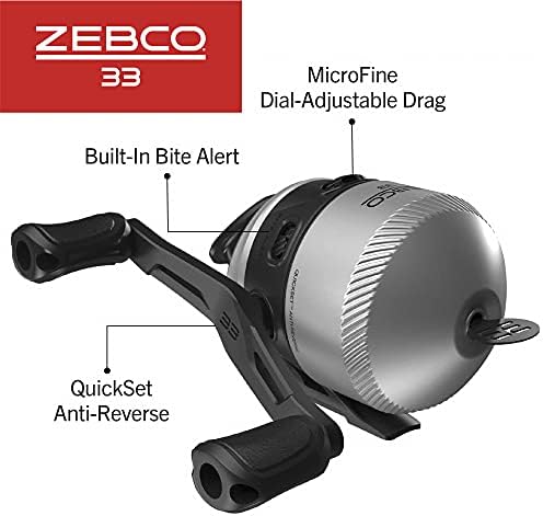 Zebco 33 Spincast Makara ve 2-Piece Olta Combo, 5.5-Ayak Dayanıklı Fiberglas Çubuk ile Bölünmüş Mantar/EVA Kolu, Quickset Anti-Ters
