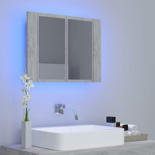 OUSEE LED Banyo Ayna Dolabı Beton Gri 23.6 x 4.7x 17.7