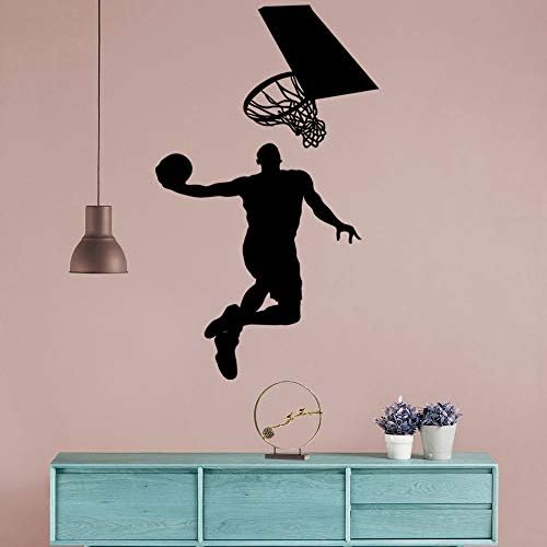 Woodland Sanat Siyah 16 inç x 28 inç Vinil Basketbol Oyuncuları Slam Dunk Siluet Çıkarılabilir Duvar Çıkartmaları Etiketler Resimleri