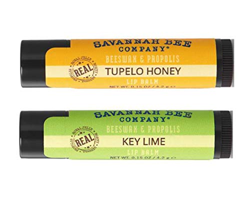 Savannah Bee Company Balmumu Dudak Balsamı 0.15 Oz 2'li Paket! 2 Tatlar Anahtar Kireç ve Tupelo Bal! Doğal ve Organik Dudak Kremi!