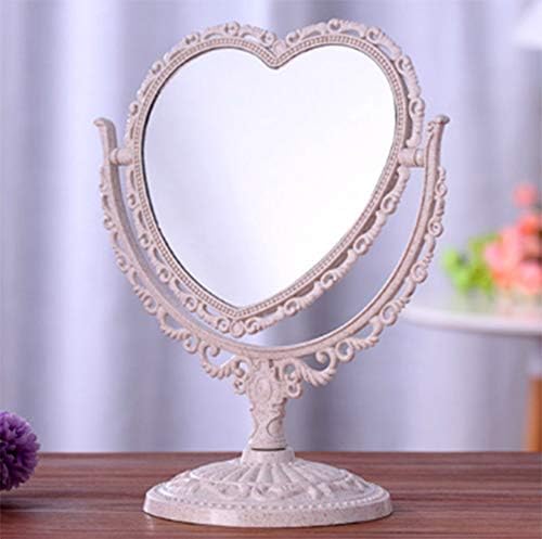 AKOAK 1 Paket Basit ve Güzel Kalp Şeklinde Kozmetik Ayna Plastik Çift Taraflı Dönebilen Dresser Ayna Hafif Ayna Banyo Yatak Odası