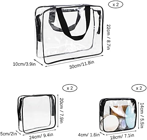 SITAKE 6 Pcs Temizle Makyaj Çantaları, kozmetik Çantaları, Su Geçirmez PVC makyaj çantası seti ile Fermuar, Kolu Taşınabilir
