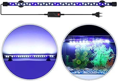 Dalgıç LED akvaryum ışık 8 W, 24 LEDs mavi beyaz su geçirmez balık tankı ışık ile 2 vantuz, sualtı kristal cam ışıkları Tuzlu