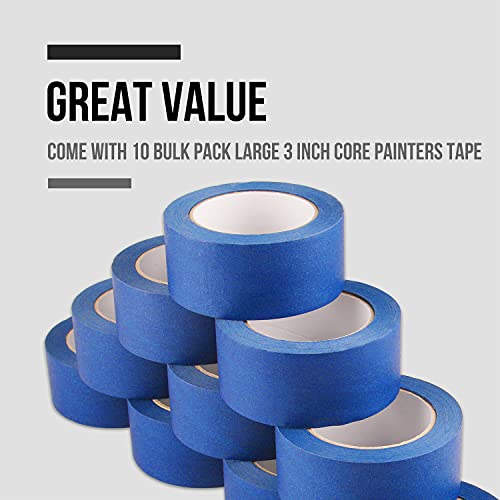LİCHAMP Mavi Ressamlar Bant 2 inç Genişliğinde, 10 Paket Mavi Maskeleme Bandı Toplu Çoklu Paket, 1.95 inç x 55 Metre x 10 Rulo