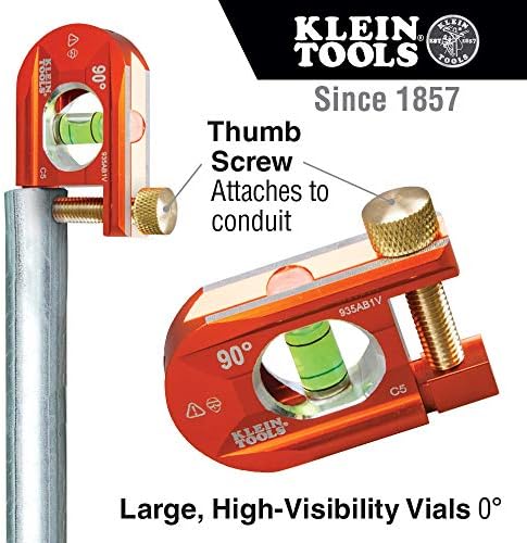 Klein Tools 935AB4V Seviyesi, Torpido Seviyesi, 4 Şişe, V-Oluk ve Mıknatıs İzi, Yüksek Viz Turuncu ve 935AB1V Seviyesi, Ofset