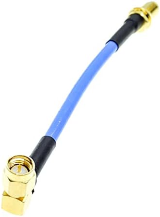 huahua Erkek Dik Açı RA - SMA Dişi Bölme Konektörü RG405 .086 Yarı Esnek Sert Koaksiyel Kablo Mavi (Renk: 15cm)