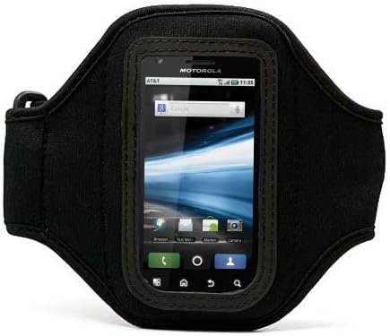 Zarif OEM VG Marka Combo Siyah Güvenli Yapış Kılıf Kapak Cilt ve Siyah Kol Bandı ile Ter Dayanıklı astar Motorola Atrix 4G Android
