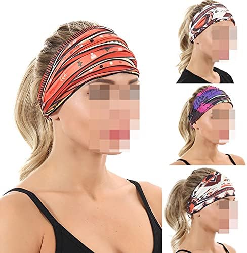 QQWW Çiçek Baskı Türban Düğüm Headwrap Spor Elastik Yoga Hairband Moda Unisex Kumaş Geniş Kafa Bandı 1029 (Renk: 03, Boyutu: