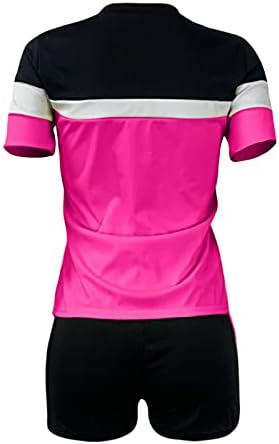 FNJJLU Kıyafetler Kadınlar için, İki Parçalı Yaz Egzersiz Setleri Kısa Kollu Gömlek Şort Kıyafetler Eşofman Spor Setleri