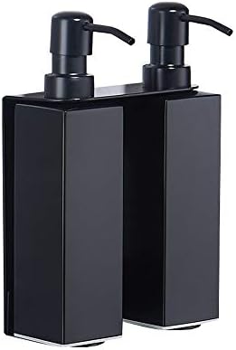 CNNRug sabunluk Siyah 400 ml Paslanmaz Çelik Çift Duvara Monte El Sabunluk, Duş jeli Şampuan Şişeleri Dezenfektanı Kartuşu, Ev