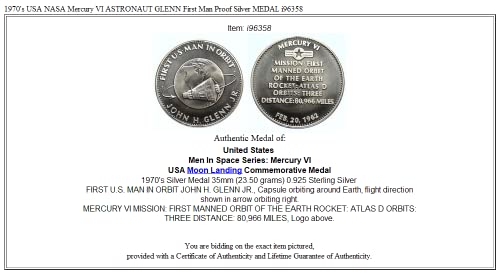 1970 1970'in ABD NASA Merkür VI astronotu GLENN İlk para İyi