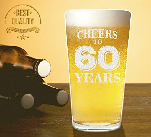Veracco 60 Yaşına Kadar Şerefe Onun İçin Altmış Yaş Altı Doğum Günü Hediyesi ve Muhteşem Bira Bardağı Bira Bardağı (Şeffaf, Cam)