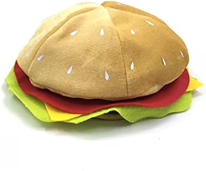 Yumuşak sarı parti malzemeleri peluş kumaş hamburger şapka gıda şapka Fast Food şapka kostüm aksesuar