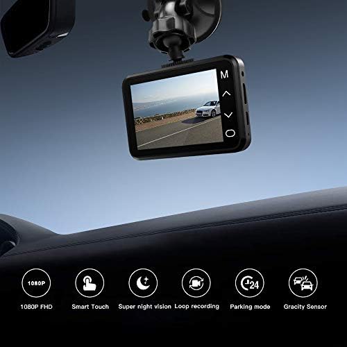 Dash kamera 1080 P Full HD Dash Kamera Arabalar için Dokunmatik Düğme Ekran Sürüş Kaydedici ile 170° Geniş Açı ve Kızılötesi