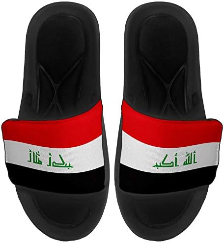 Yastıklı Slide-On Sandalet / Erkekler, Kadınlar ve Gençler için Slaytlar-Irak Bayrağı (Irak) - Irak Bayrağı-Büyük