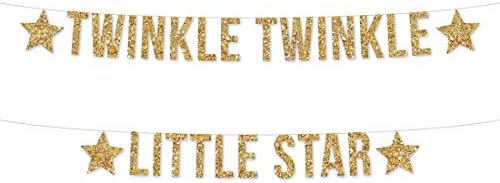 Andaz Basın Gerçek Glitter Kağıt Flama Asılı Afiş, Twinkle Twinkle Little Star, Altın Glitter, İçerir Dize, Ön-Sinirli, Hiçbir