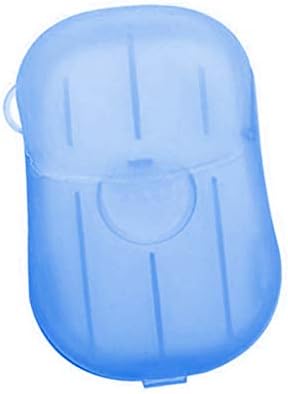 F Fityle 20 adet/kutu Mini Taşınabilir Sabun Kağıt Kutulu Tek Kullanımlık Sabun Kağıt Açık Seyahat Banyo Temiz Sabun Tabletleri-Mavi