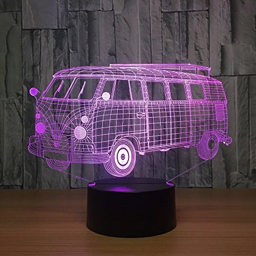 Okul otobüsü 3D Dokunmatik Optik ILLusion Gece Lambası Çarpıcı Görsel Üç Boyutlu Etkisi 7 Renk Değiştirme Masa Masa Deco Lamba