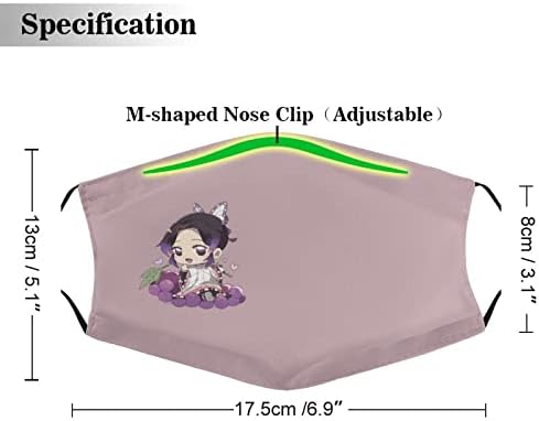 Anime Filtre Maskesi Nezuko Oyunu Yüz Maskeleri Ayarlanabilir Kullanımlık Nefes Yıkanabilir Gençler için 1 ADET 15 Filtre